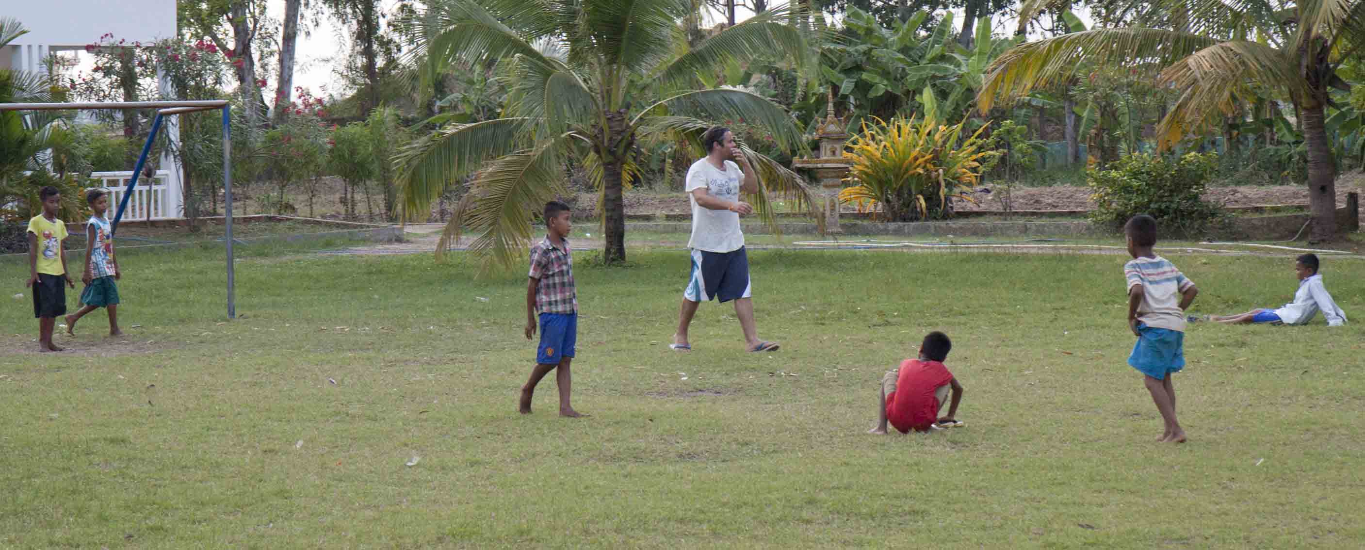 Playing football with the visitors